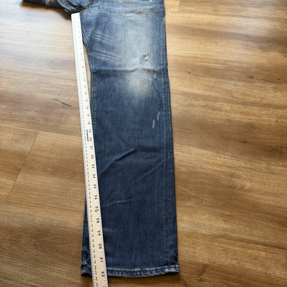 Diesel Buster Jeans Men 36x32 Blue Slim Tapered Stretch Dark Wash Thrashed 0833F - Picture 14 of 16